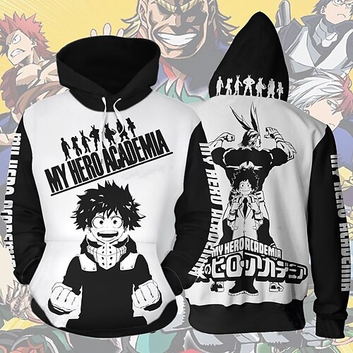 

My Hero Academia Deku Hoodie Cartoon Manga Anime Front Pocket Graphic Hoodie For Men's Women's Unisex Adults' 3D Print 100% Polyester