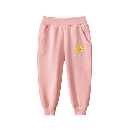 

Toddler Girls' Trousers Solid Color Cute Pocket School 3-7 Years Winter Black Purple Pink