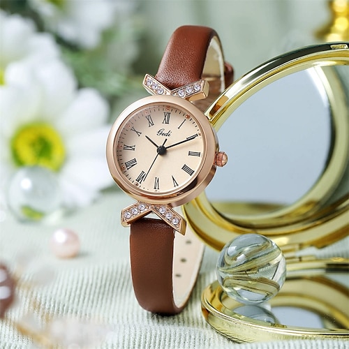 

Quartz Watch for Women Analog Quartz Stylish Fashion Casual Waterproof Creative Stainless Steel PU Leather Fashion Creative