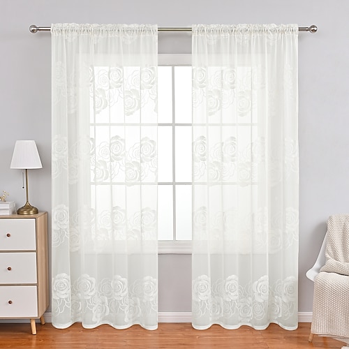 

Floral / Flower Sheer Curtains Shades Window Treatment Collection(DrapesSheer) Sheer Living Room Curtains