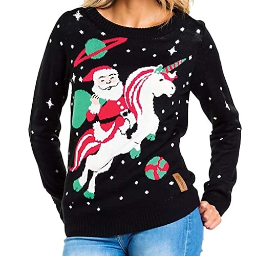 

Santa Claus Riding A Unicorn Masquerade Ugly Christmas Sweater / Sweatshirt Women's Christmas Christmas Masquerade Christmas Eve Adults Party Christmas 100% Acrylic Top