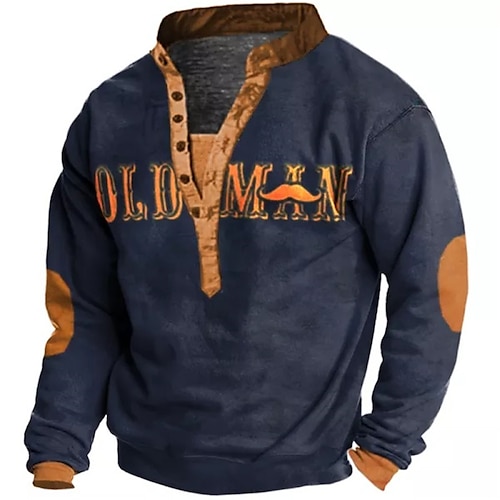 

Herre Sweatshirt bluse Navyblå Stående krave Bogstaver Grafiske tryk Trykt mønster Afslappet Daglig Sport 3D-udskrivning Gade Designer Afslappet Forår & Vinter Tøj Hættetrøjer Sweatshirts