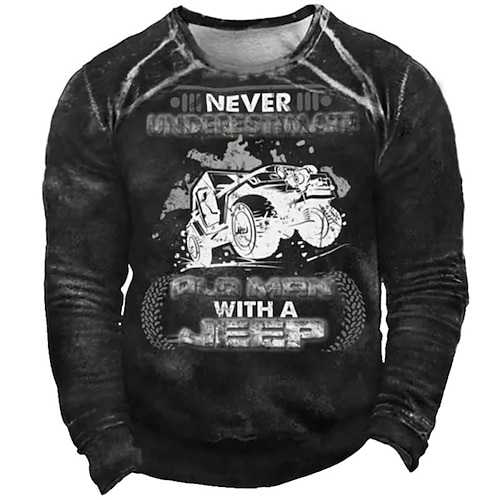 

Men's Sweatshirt Pullover Black Crew Neck Car Graphic Prints Print Daily Sports Holiday 3D Print Basic Streetwear Designer Spring Fall Clothing Apparel Hoodies Sweatshirts