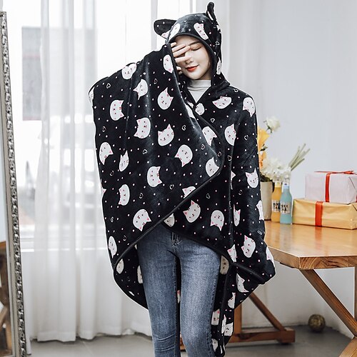 

Adults' Oversized Hoodie Blanket Wearable Blanket With Pocket Cartoon Print Onesie Pajamas Flannel Cosplay For Men's Women's Christmas Animal Sleepwear Cartoon Festival / Holiday Costumes