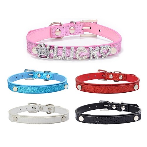 

5 Pcs Diy Letter Dog Name Pet Collar Jewelry Dog Collar Pu Dog Chain Dog Supplies