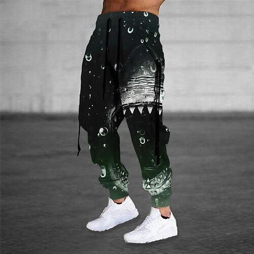 

Men's Sweatpants Joggers Trousers Drawstring Elastic Waist 3D Print Graphic Prints Comfort Sports Outdoor Casual Daily Cotton Blend Streetwear Designer Green Blue Micro-elastic