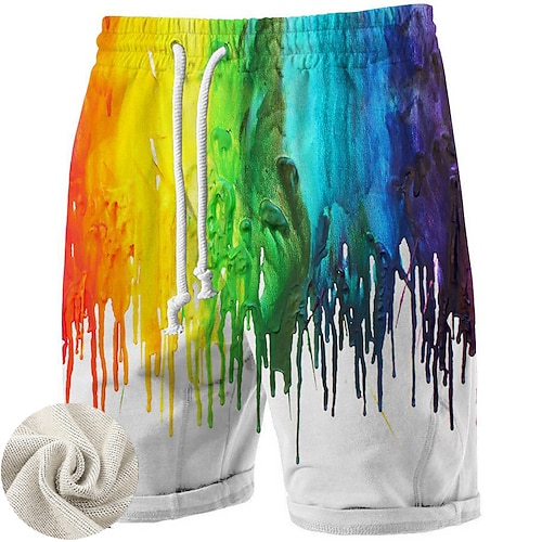 

Men's Sweat Shorts Beach Shorts Terry Shorts Drawstring Elastic Waist 3D Print Graphic Breathable Soft Short Casual Daily Holiday Cotton Blend Sports Designer Rainbow Micro-elastic