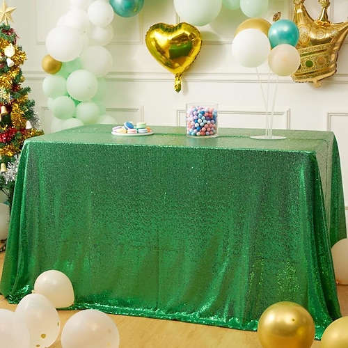 

Rose Gold Sequin Wedding Tablecloth 50 by 50 Inch Square Polyester Sequin Overlay, Shiny Sequin Quality Tablecloth for Special Event Or Party