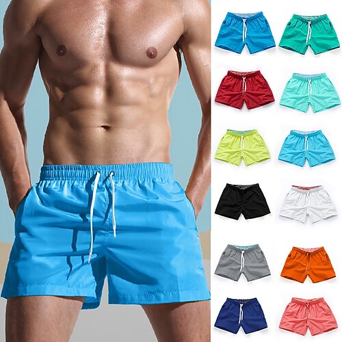 

Men's Swim Shorts Swim Trunks Board Shorts Elastic Waist Elastic Drawstring Design Straight Leg Solid Colored Quick Dry Outdoor Short Daily Going out Beach Streetwear Casual Grass Green Green