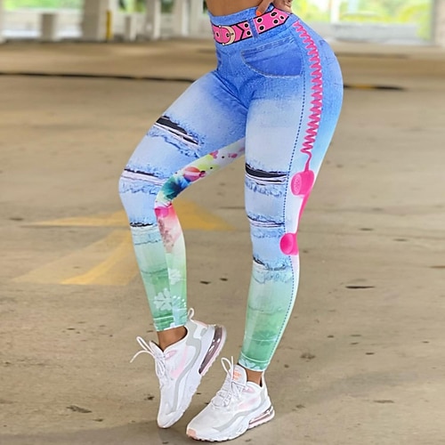 

Dame Leggins Sort og Blå Mørkerød Marine Yoga Yoga & Danse Sko Høj Elasticitet Ankel-længde Blød Grafisk S M L XL 2XL