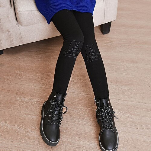 

Kids Girls' Leggings Solid Color Fashion Outdoor 7-13 Years Winter Black Gray