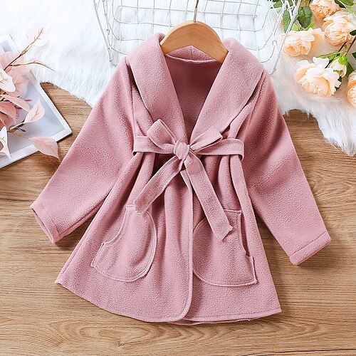 

Toddler Girls' Woolen Coat Solid Color Fashion School Coat Outerwear 3-7 Years Winter Pink khaki / Fall