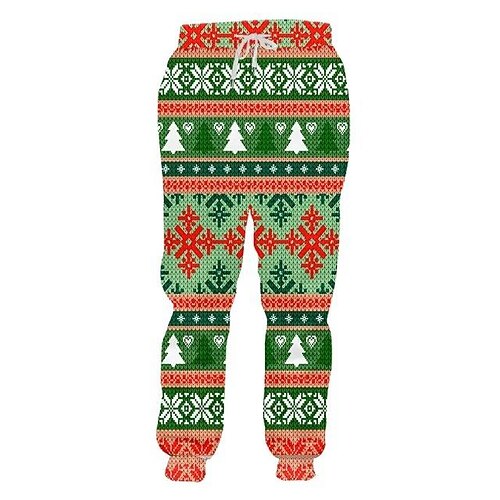 

Men's Christmas Pants Sweatpants Joggers Trousers Drawstring Elastic Waist 3D Print Graphic Prints Christmas Comfort Breathable Sports Outdoor Casual Daily Streetwear Stylish Green Blue Micro-elastic