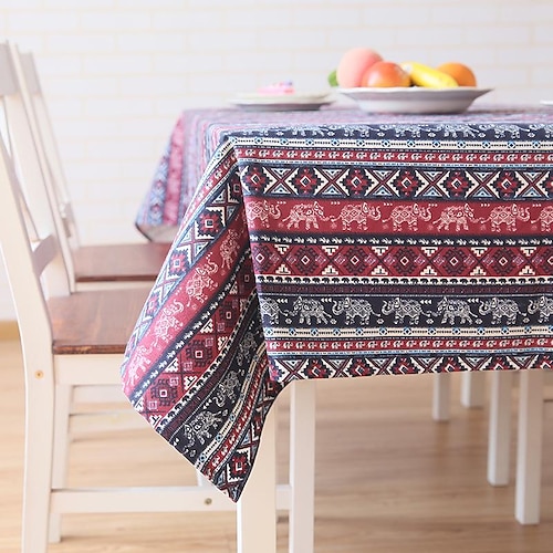 

Bohemian Tablecloth for Rectangle Tables Heavyweight Cotton Linen Boho Style Table Cover for Kitchen Dinning Tabletop Decoration