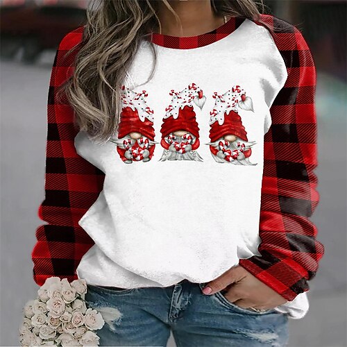 

Women's Plus Size Christmas Tops Pullover Sweatshirt Animal Dog Print Long Sleeve Crew Neck Casual Festival Daily Polyester Winter Fall Green Black / Vacation