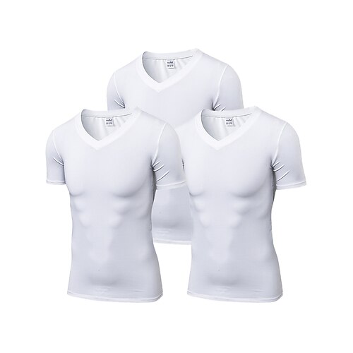 

Men's Compression Shirt 3 Pack Short Sleeve Compression Clothing Casual Athleisure V Neck Spandex Breathable Quick Dry Lightweight Fitness Gym Workout Running Sportswear Activewear Solid Colored
