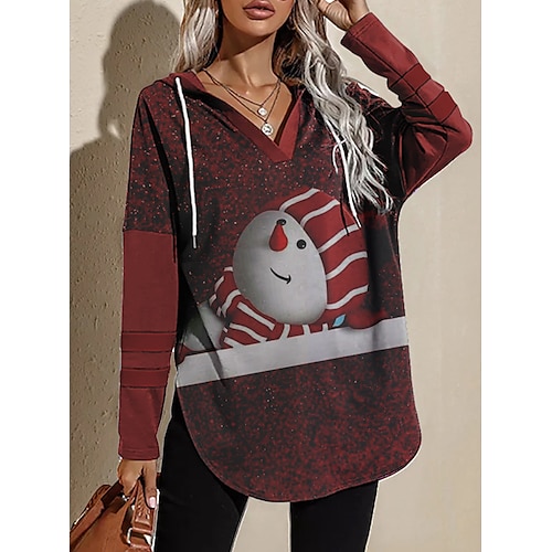 

Snowman Masquerade Hoodie Women's Christmas Christmas Carnival Masquerade Adults' Christmas New Year Eve Polyester Top