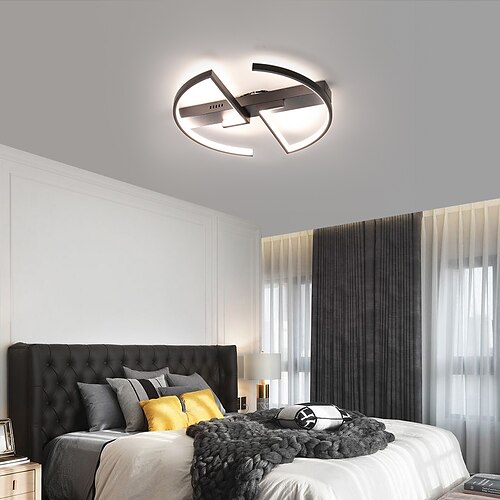 

LED Ceiling Light Dimmable Circle Design,17.6"" Round Design Ceiling Lights Aluminum Artistic Style Modern Style Novelty Painted Finishes Black LED Modern 110-240 V