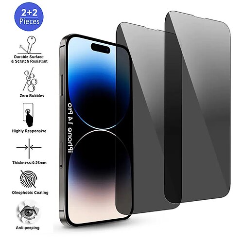 

[2 Pack] Phone Screen Protector For Apple iPhone 14 Pro Max 13 12 11 Pro Max Mini X XR XS 8 7 Plus Tempered Glass 9H Hardness Scratch Proof Anti-Fingerprint Phone Accessory