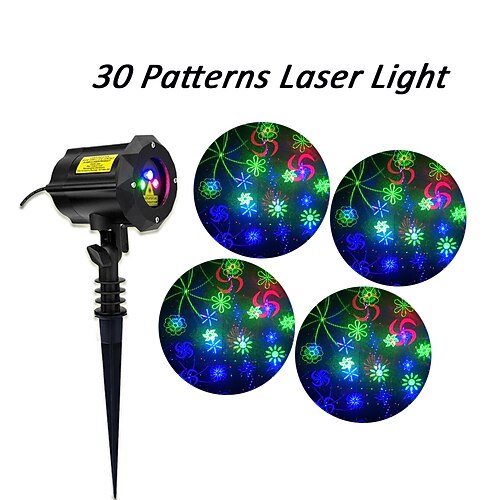 

30 Patterns Christmas Moving Laser Lights, RGB Outdoor Laser Projector, Garden Christmas Decorative Lights for Indoor, Outdoor, Home, Garden