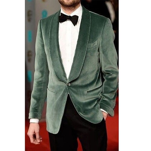 

Green Solid Color Velvet Men's Tuxedos 2 Piece