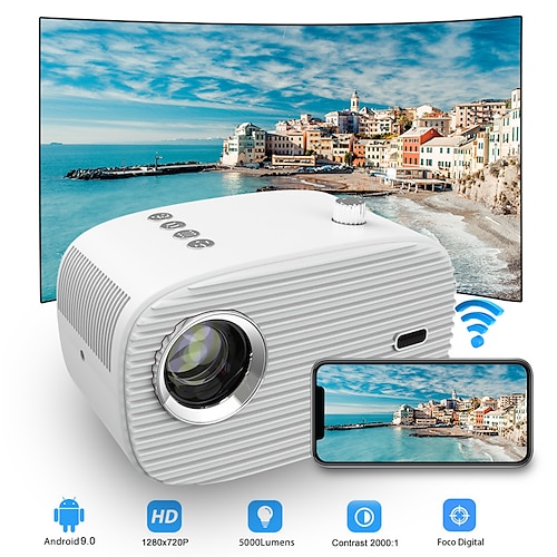 

Portable Movie Projector WiFi Outdoor Projector Support Full HD 1080P Mini Smart Phone Projector for Home Theater Outdoor Movies Compatible with TV Stick HDMI USB AV