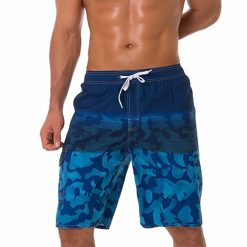 

Herre Surfeshorts Badeshorts Sommershorts Bermudashorts Snorer Trykt mønster Kamuflasje Farge Komfort Pustende Knelengde Avslappet Daglig Strand Mote Gatemote Blå Mikroelastisk