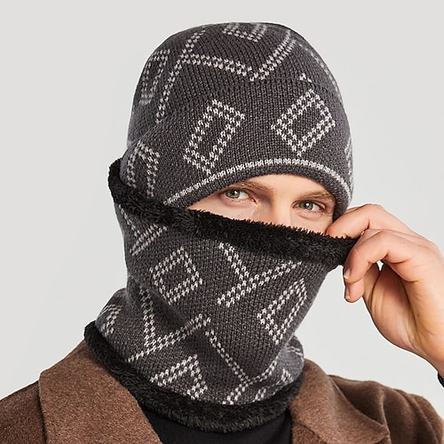 

Men's Winter Hats Fashion Beanie Cap For Man Thick Warm Scarf Hat Set 2Pcs Outdoor Beanies Bonnet Boys Hat Set Male Casual Cap