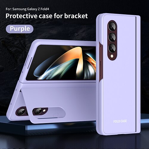 

Phone Case For Samsung Galaxy Full Body Case Z Fold 4 Kickstand Solid Colored PC