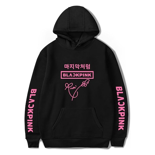 

KPOP Black Pink Hoodie Cartoon Manga Anime Front Pocket Graphic Hoodie For Men's Women's Unisex Adults' Hot Stamping 100% Polyester Casual Daily