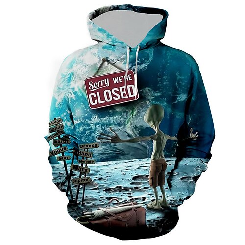 

Men's Pullover Hoodie Sweatshirt Green Blue Orange Red Gray Hooded Graphic Prints Print Daily Sports 3D Print Basic Streetwear Designer Spring Fall Clothing Apparel Alien Hoodies Sweatshirts