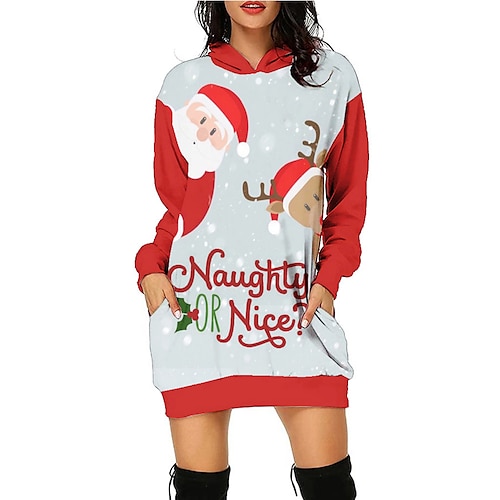 

Santa Claus Reindeer Masquerade Hoodie Women's Christmas Christmas Carnival Masquerade Adults' Christmas New Year Eve Polyester Top