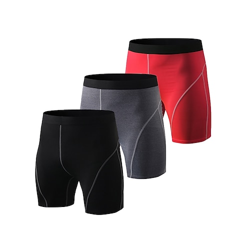 

Men's Compression Shorts Compression Pants 3 Pack Compression Clothing Athletic Athleisure Spandex Breathable Quick Dry Soft Fitness Gym Workout Running Sportswear Activewear Solid Colored Black