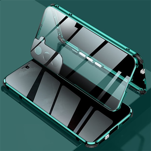 

Phone Case For Samsung Galaxy Magnetic Adsorption S22 Ultra Plus S21 FE S20 Bumper Frame Magnetic Full Body Protective Solid Colored PC Metal