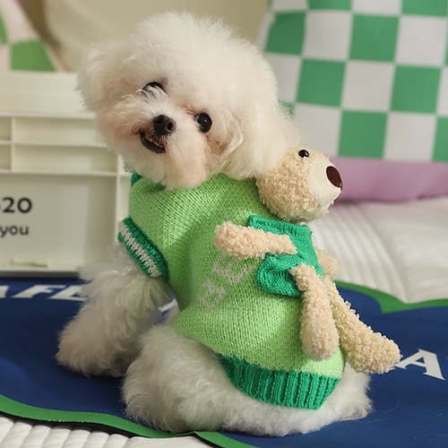 

Dog Cat Sweater Bear Rabbit Quotes & Sayings Adorable Stylish Ordinary Casual Daily Outdoor Casual Daily Winter Dog Clothes Puppy Clothes Dog Outfits Warm Green Blue Pink Costume for Girl and Boy Dog