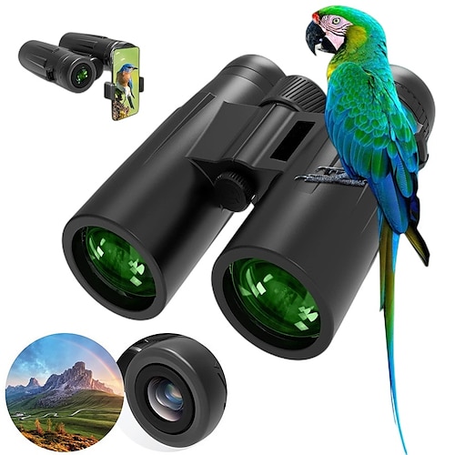 

12x42 HD Binoculars for Adults with Upgraded Phone Adapter Professional Binoculars with Clear Low Light Vision Waterproof Binoculars for Bird Watching Hunting Travel and Outdoor Sports