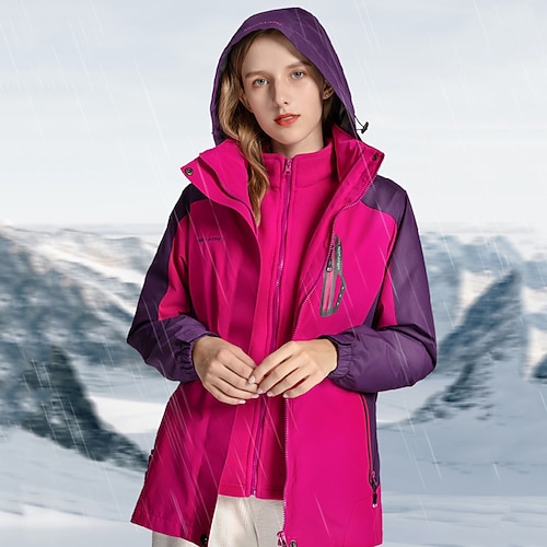 

Women's 3 in 1 Waterproof Ski Jacket Rain Jacket Mountain Snowboarding Jacket Winter Snow Coat