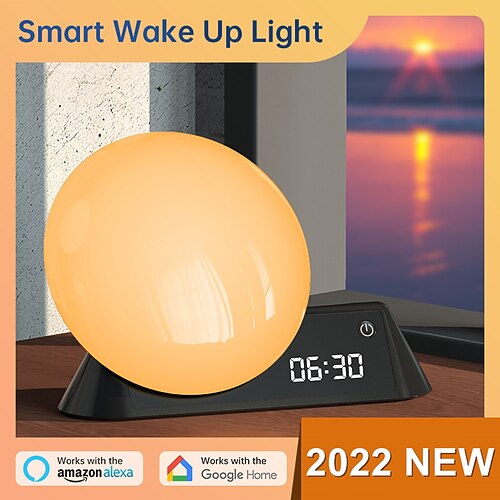 

Sunrise Alarm Clock Smart Wake Up Light Alarm Clock for Heavy Sleepers Adults App & Voice Controlled 15 White Noise 16 Million Colorful Light Compatible with Alexa Google Home Ideal for Gift