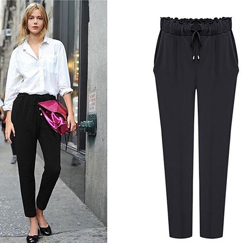 

Mulheres Magro Longo Poliéster Preto Azul Saias Primavera Outono Bolsos Elegante Casual / Diário L XL 2XL