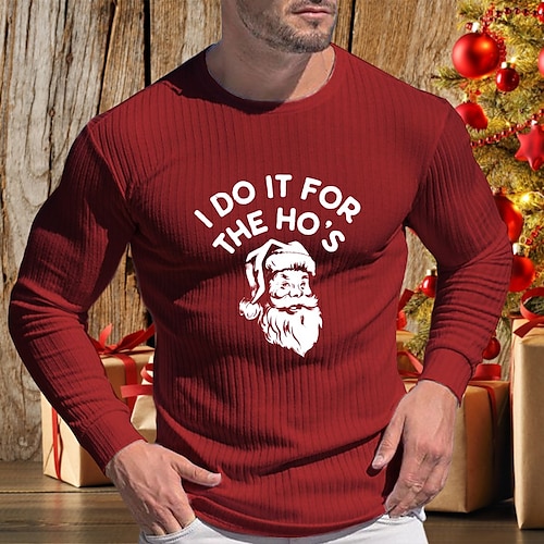 

Men's T shirt Tee Christmas t shirts Graphic Letter Crew Neck Green Black Red Navy Blue White Print Christmas Street Long Sleeve Print Clothing Apparel Fashion Designer Casual Comfortable