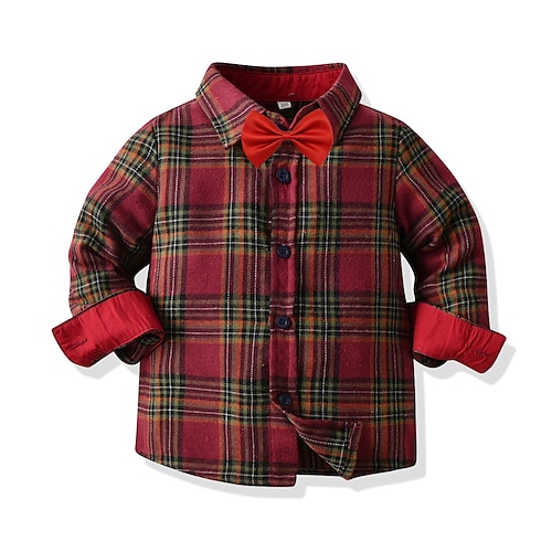 

Bambino (1-4 anni) Da ragazzo Camicia A quadri Manica lunga Pulsante Formale Essenziale Rosso Autunno Vestiti 3-7 anni / Primavera