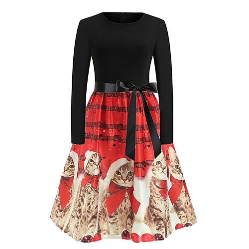 

Women's Swing Dress Mini Dress Green Royal Blue Red Long Sleeve Color Block Patchwork Winter Fall Autumn Crew Neck Modern Christmas Daily Vacation 2022 S M L XL XXL