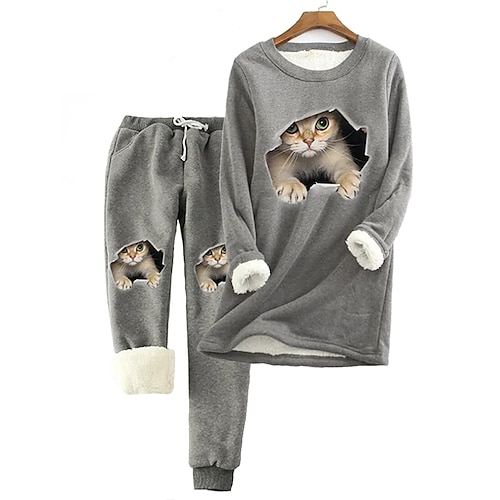 

Women's Sweatpants Joggers Fleece lined 1# 2# 3# Casual / Sporty Athleisure Leisure Sports Weekend Side Pockets Micro-elastic Full Length Comfort Cat S M L XL 2XL
