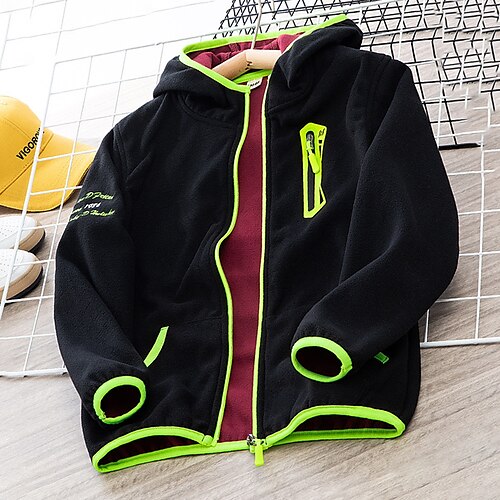 

Kids Boys Coat Outerwear Plain Long Sleeve Coat Daily Active Cool Black Light gray Dark Gray 3-12 Years