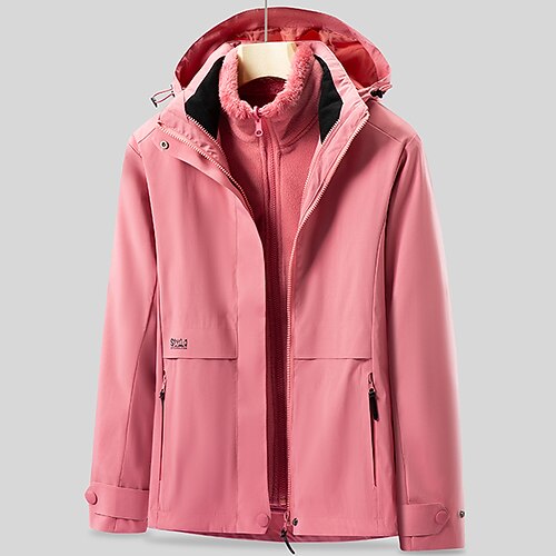 

Women's Hiking 3-in-1 Jackets Ski Jacket Waterproof Hiking Jacket Winter Outdoor Thermal Warm Fleece Lining Waterproof Windproof Outerwear Winter Fleece Jacket Trench Coat Hunting Ski / Snowboard