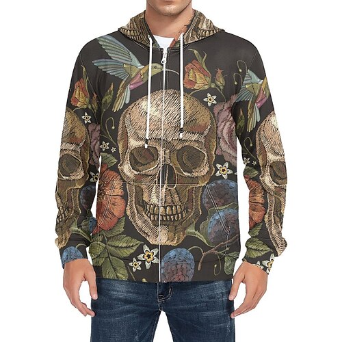 

Inspired by Sugar Skull Mexican Cartoon Manga Outerwear Anime Front Pocket Graphic Outerwear For Men's Women's Unisex Adults' 3D Print 100% Polyester Casual Daily