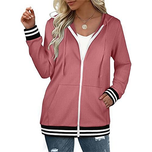 

Women's Zip Hoodie Sweatshirt Basic Zip Up Front Pocket Green Black Pink Solid Color Street Hoodie Long Sleeve S M L XL 2XL