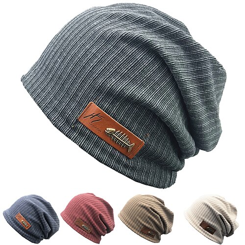 

Herre Beanie lue Vin Mørk Marineblå Bomull Strikket Grunnleggende Varm Moderne Moderne Dagligdagstøy Feriereise Ensfarget / vanlig farge Lettvektsmateriale Praktiskt