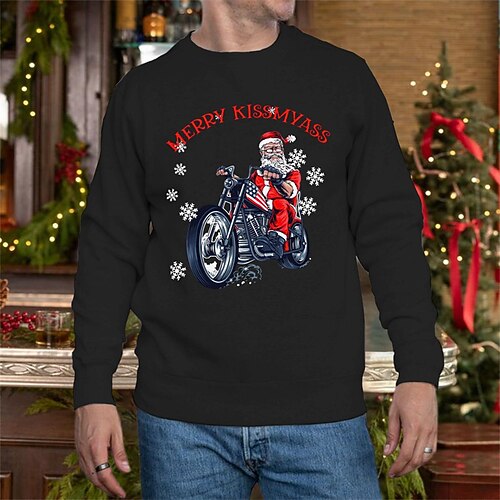 

Men's Sweatshirt Green Black Red Navy Blue White Crew Neck Santa Claus Graphic Prints Print Christmas Daily Sports Hot Stamping Basic Designer Casual Fall Spring Clothing Apparel Hoodies Sweatshirts
