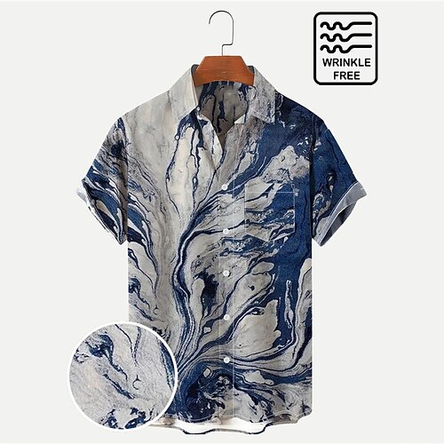 

Men's Shirt Gradient Graphic Prints Turndown Blue 3D Print Outdoor Street Short Sleeves Button-Down Print Clothing Apparel Fashion Designer Casual Breathable